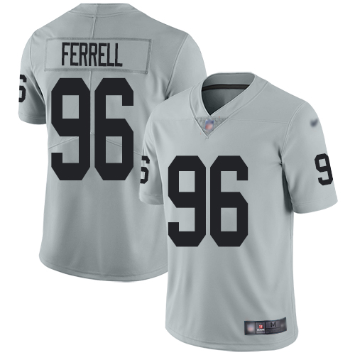 Men Oakland Raiders Limited Silver Clelin Ferrell Jersey NFL Football #96 Inverted Legend Jersey->oakland raiders->NFL Jersey